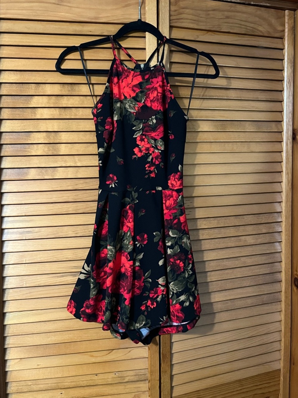 Windsor Romper with Red Rose Print